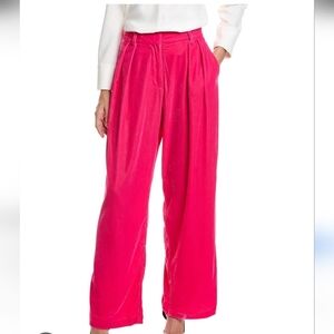 STAUD “Luisa” Velvet Wide-Leg Pants – Hot Pink – Size 6